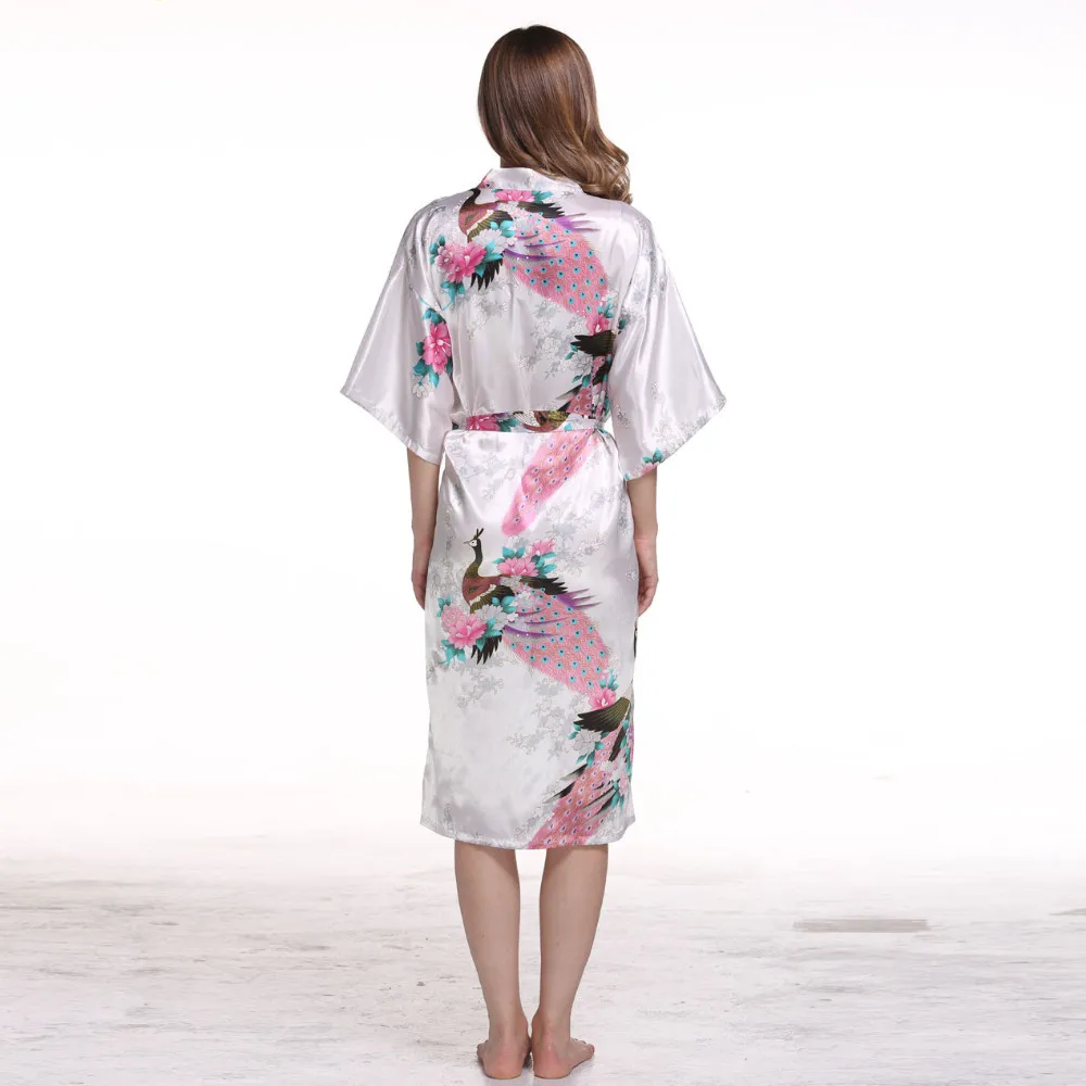 Nove Ženske Satenast Kimono Oblačilih, Cvetlični Družice Haljo Pav Nevesta Haljo Dolgo Kimono Plašč Hišna Obleke Poročne Stranka Darilo