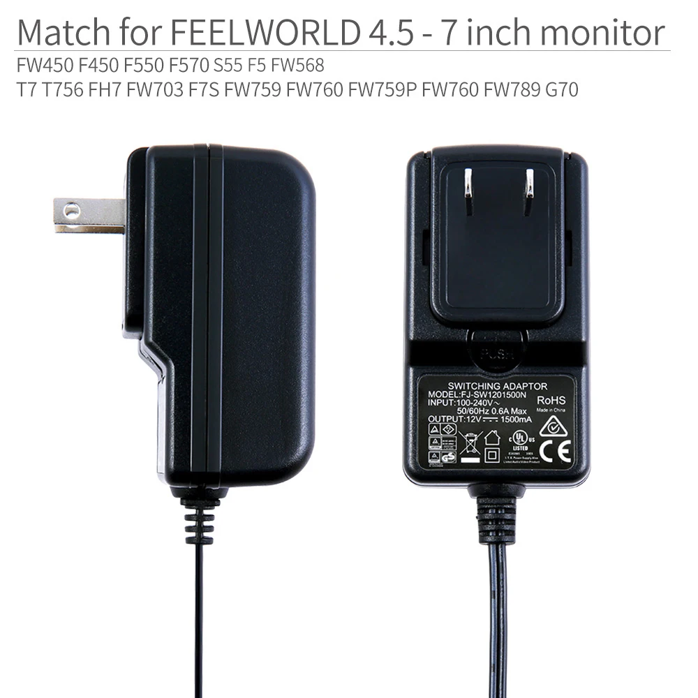 Feelworld DC 12V 1.5 Napajalnika Stikalni napajalnik Dom za 100V 240V 50/60Hz za Feelworld F570 T7 FW703 FW759 S55