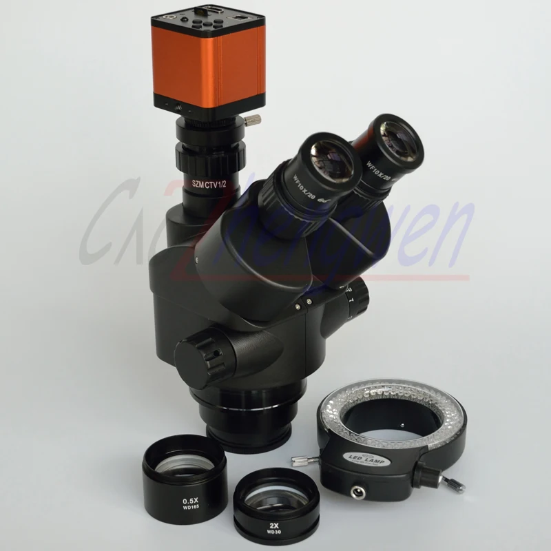 FYSCOPE BLACK MIKROSKOPOM 3,5 X-90X Simul-Osrednja Trinocular Stereo Zoom Mikroskop, 16MP HDMI 60SPF +144LED