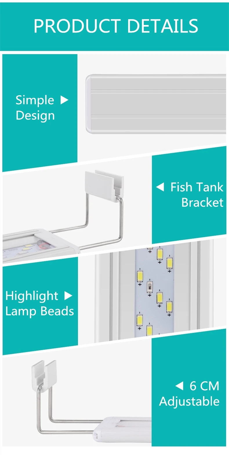 Akvarij Razsvetljavo LED-Lučka Vodnih Rastlin Fish Tank LED Luči Luči Akvarij Razsvetljavo Lampe Štiri vrste Lučka kroglice