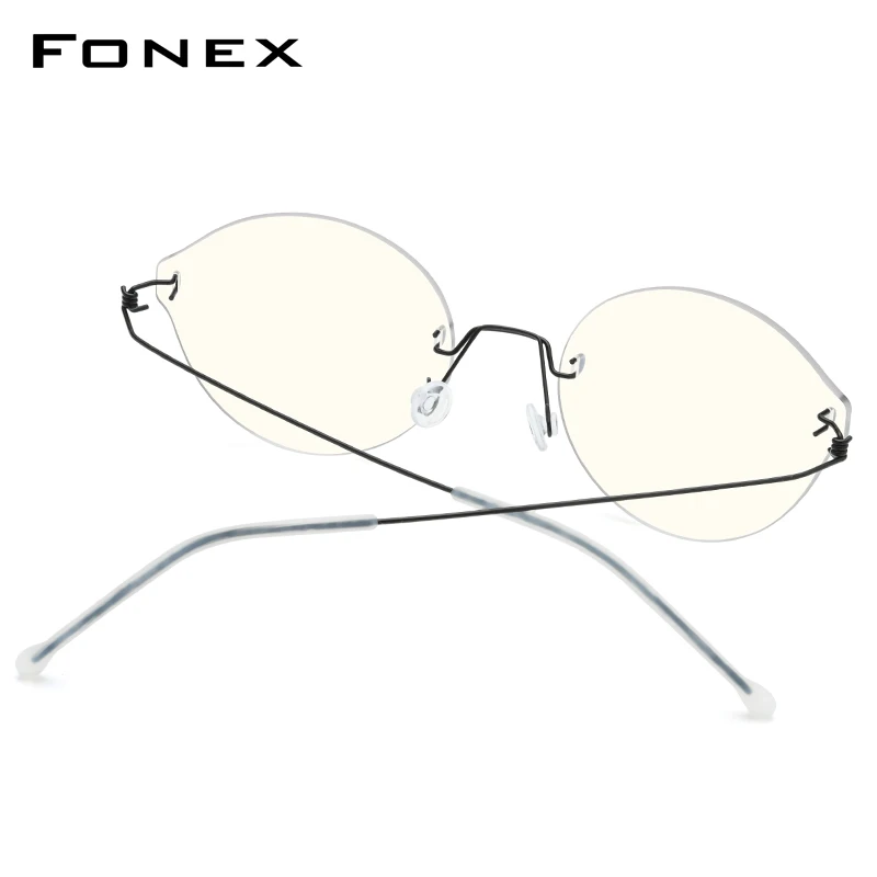 FONEX Anti Modra Svetloba Blokiranje Očala Moških 2020 Novo Titanove Zlitine Ženske Rimless Antiblue Žarki Očala z Najlon Objektiv AB011