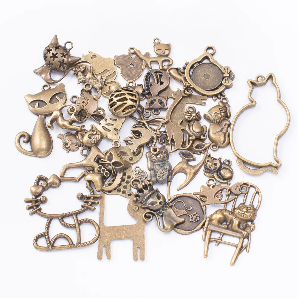 50 g vroče kovine mačka obesek antično bronasto zapestnico, ogrlico, ročno izdelan nakit, izdelava debelo DIY dodatki