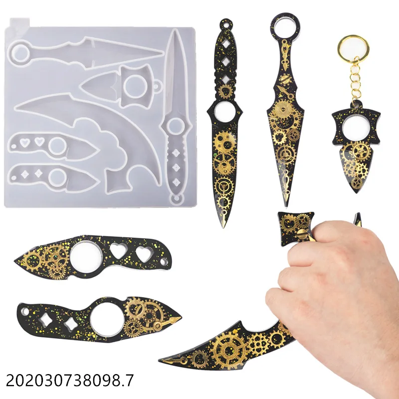 Majhen Nož Silikonsko Plesni Keychain DIY samoobrambe Orožje za Smolo Umetnosti Smolo Plesni Material Epoksi Smolo Plesni ustvarjalce