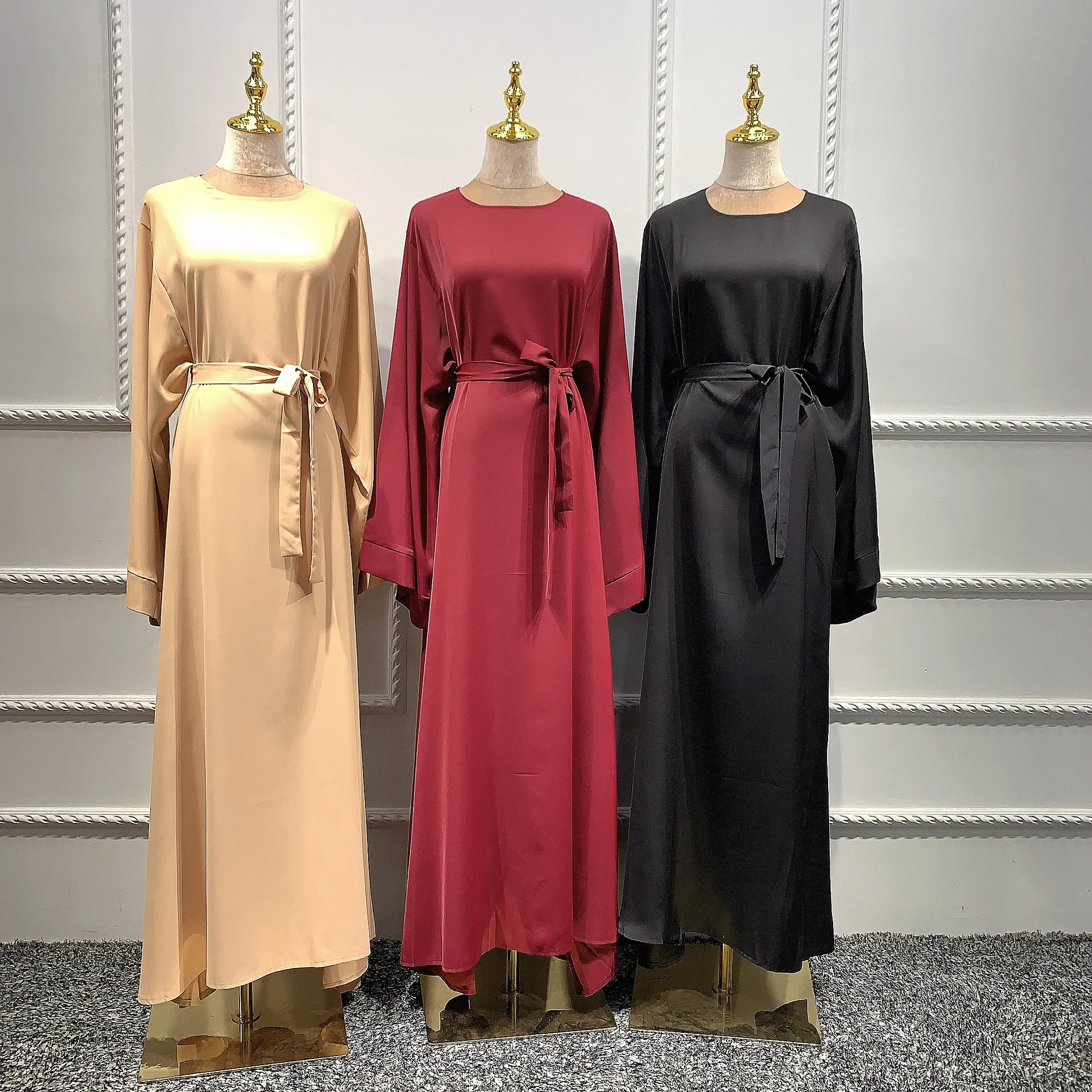 Siskakia Minimalističen Maxi Dolgo Obleko Za Ženske Jeseni Leta 2020 Trdna Svoboden Arabski Oman Katar Turčija Islam, Muslimanska Plus velikost Abaya obleke