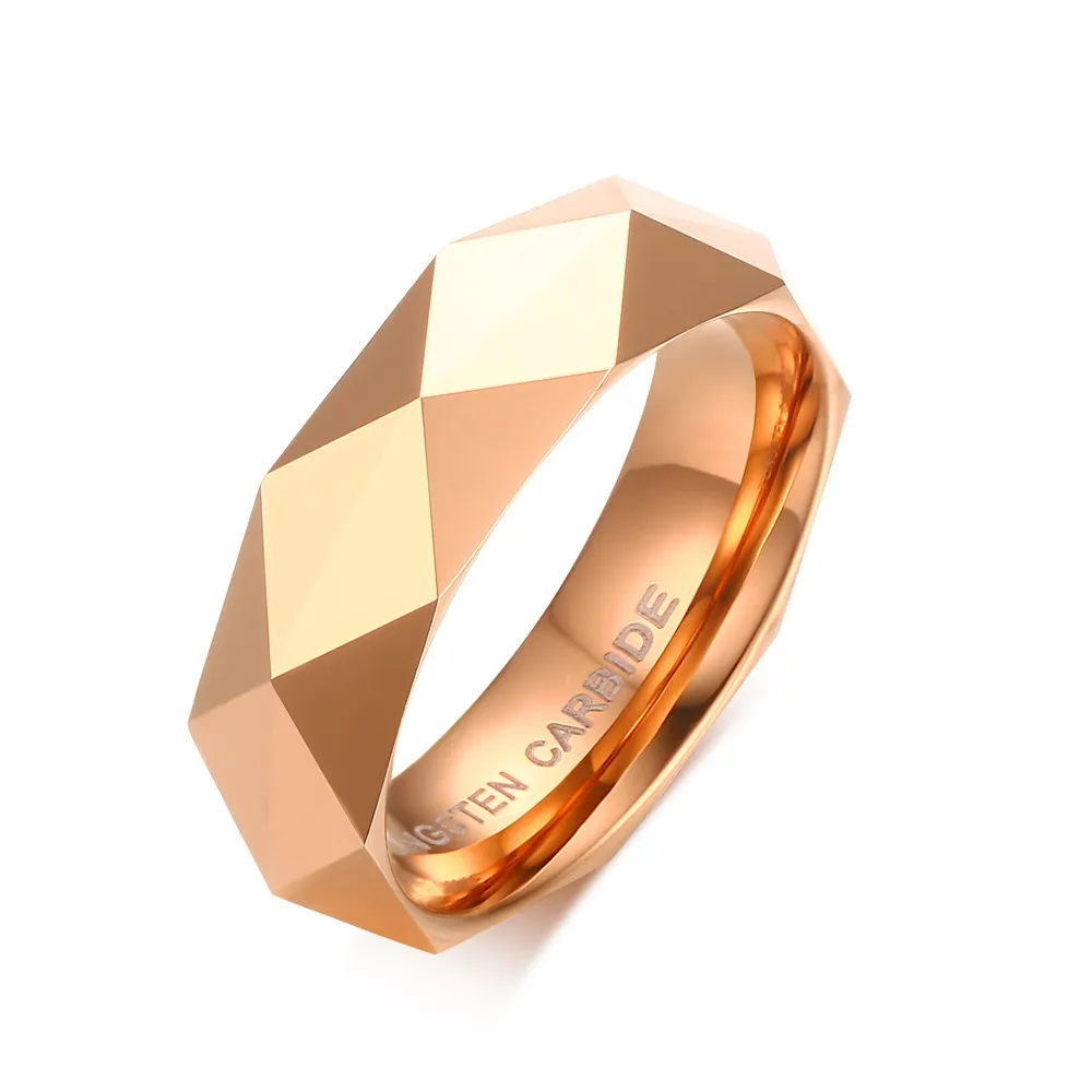 6 mm Koalicije volfram karbida poročni prstan par obročev set za moške, ženske, Darilo Rose Gold Barvi