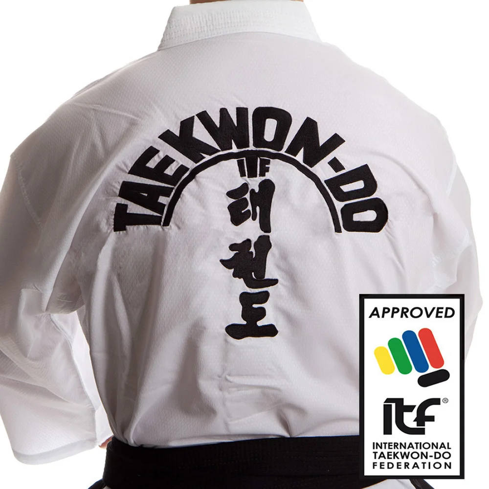 Top Ten ITF Taekwon-do 1-6 Dan Ultralahkih Dihanje Enotno Taekwondo Kimono Pomočnik Glavnega Doboks Z Vezenje bo ustrezala gi