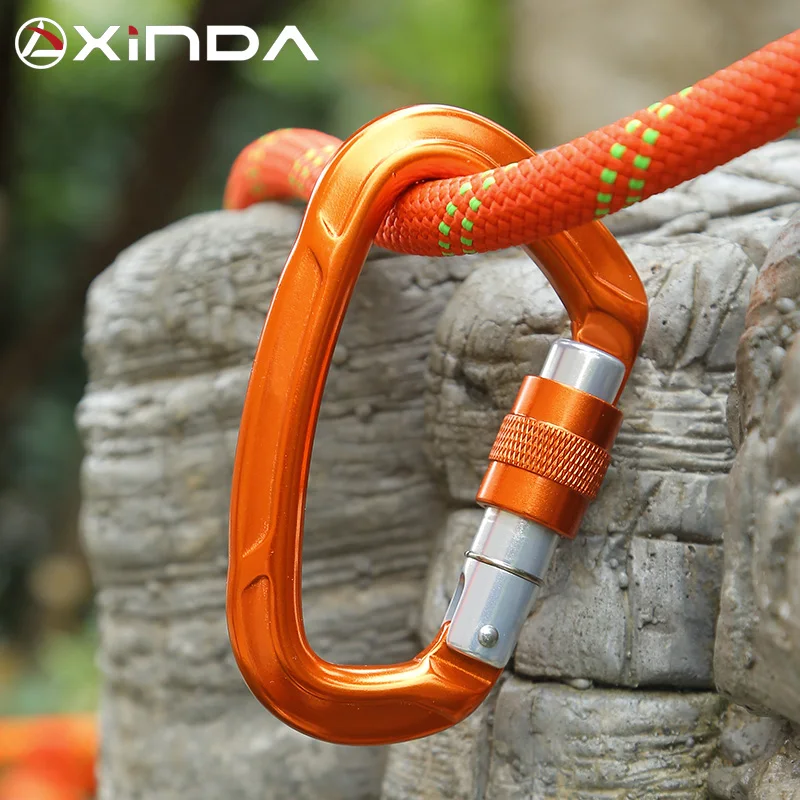 XINDA Strokovno Plezanje Carabiner 25KN Zaklepanje D-shape Varnostne Sponke na Prostem Varnosti Carabiner Oprema