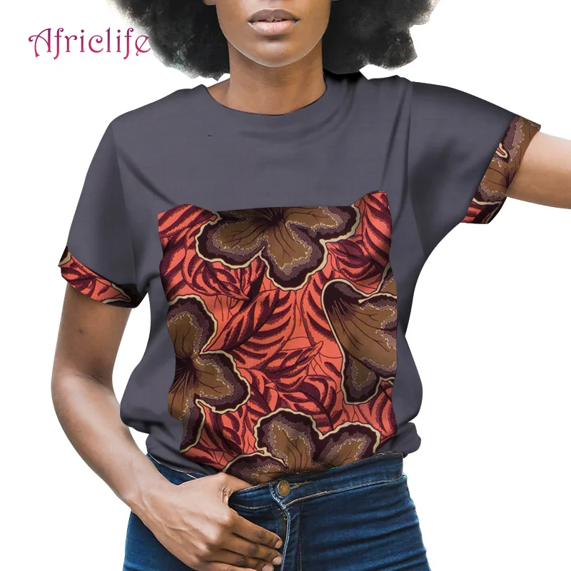 Gospa Poletje T Shirt Dobre Kakovosti Oblačila 2021 Vroče Prodati Bazin Bogastvo Vzorci Afriške Vosek Bombaža Ženske Moda Vrh WY6413