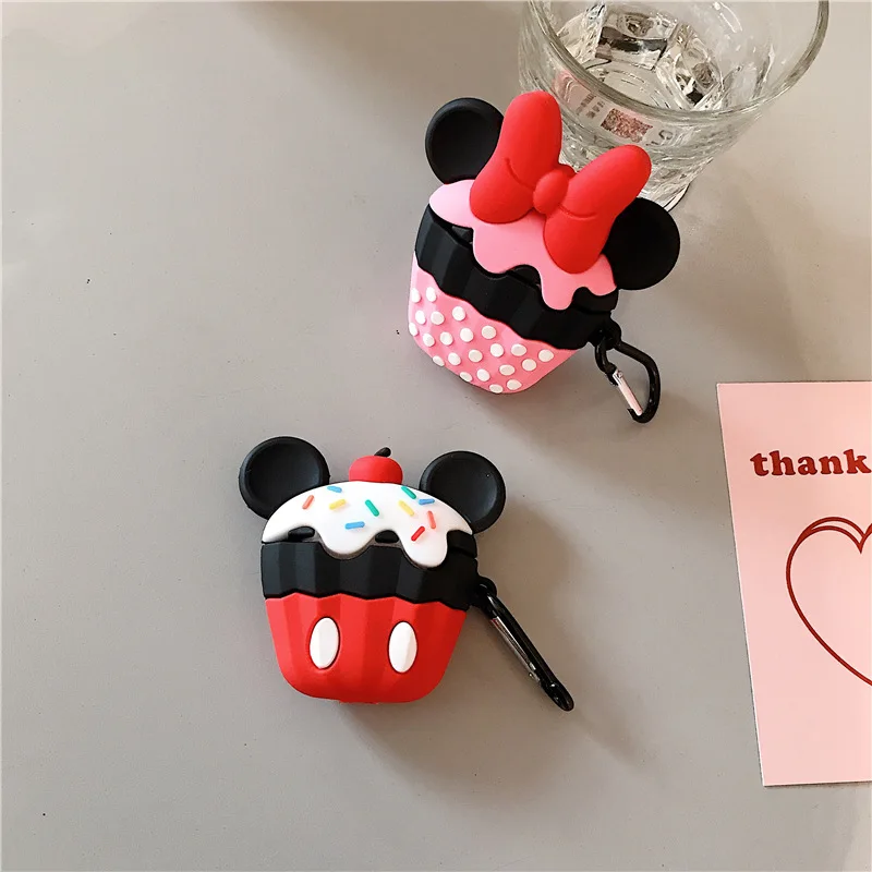 Disney Srčkan Mickey Minnie Torto Primeru Za Airpods 1 2 Pro Polnjenje Box Mehka Silikonska Brezžična Tehnologija Bluetooth Zaščitne Slušalke