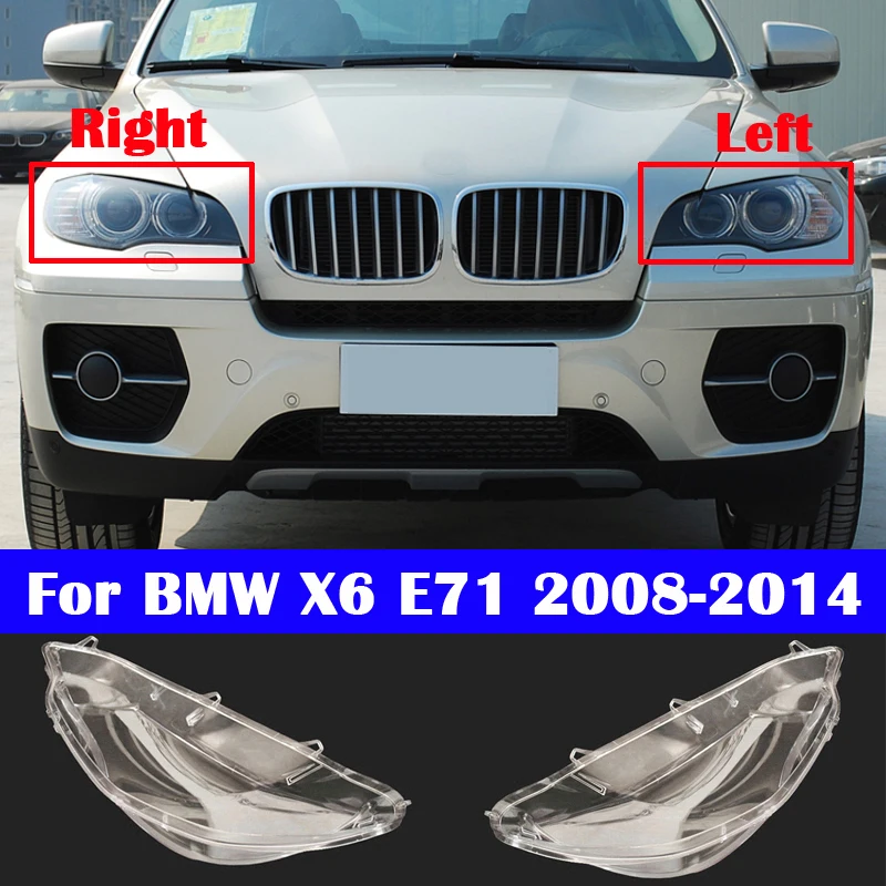 Za BMW X6 E71 2008-Auto Lampshade Leče Steklene Svetilke Svetlobe Primeru Avto Prednji Smerniki Pokrov Žarometa Lupini xDrive 35i/40i/50i