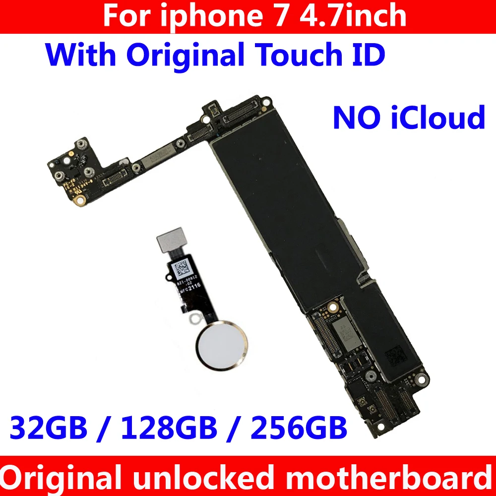 Za iphone 7 matično ploščo z Dotik ID 32GB 128GB 256GB Brezplačno iCloud original IOS sistem logike ladji Polni odklenjena mainboard