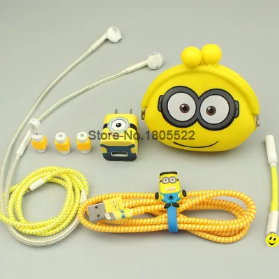 Slušalke Kabel Zaščitnik Kabel Navijalec Polnilnik USB nalepke Spiralni Kabel zaščitnik Slušalke Primeru vrečko za iphone 5s 5 6 6s 7 7plus