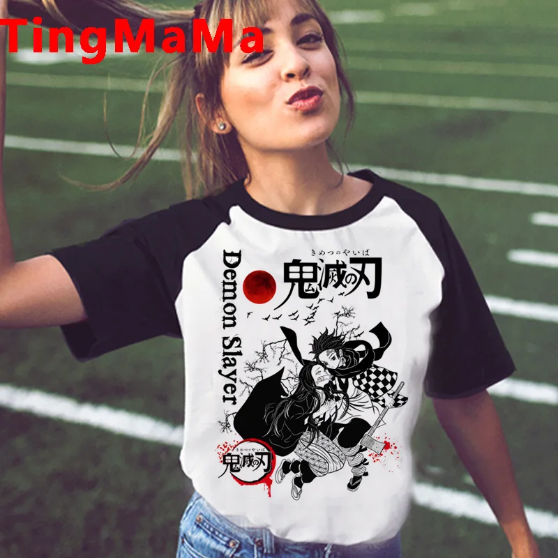 Vroče Anime Demon Slayer Majica s kratkimi rokavi Ženske Kawaii Risanka T-shirt Kimetsu Ne Yaiba Grafični Tees Harajuku Plus Velikosti Unisex Ženski