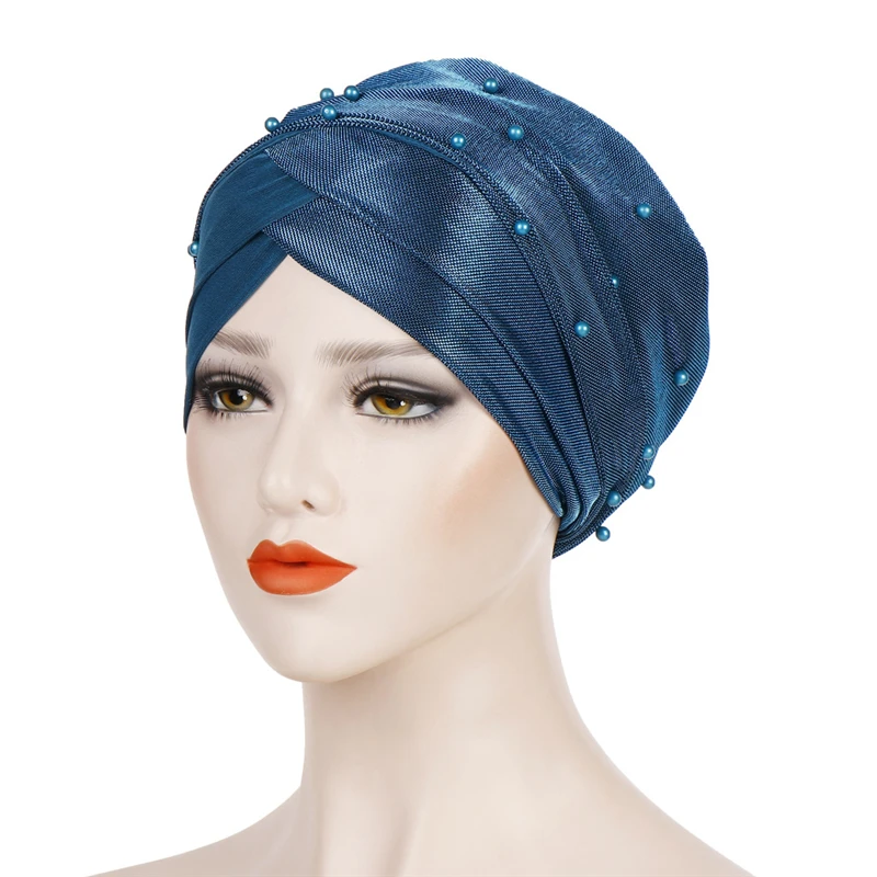 Islamska headscarf bonnet Muslimanske ženske beading turban hidžab kape indija 3 gub turban šal femme musulman turbante mujer