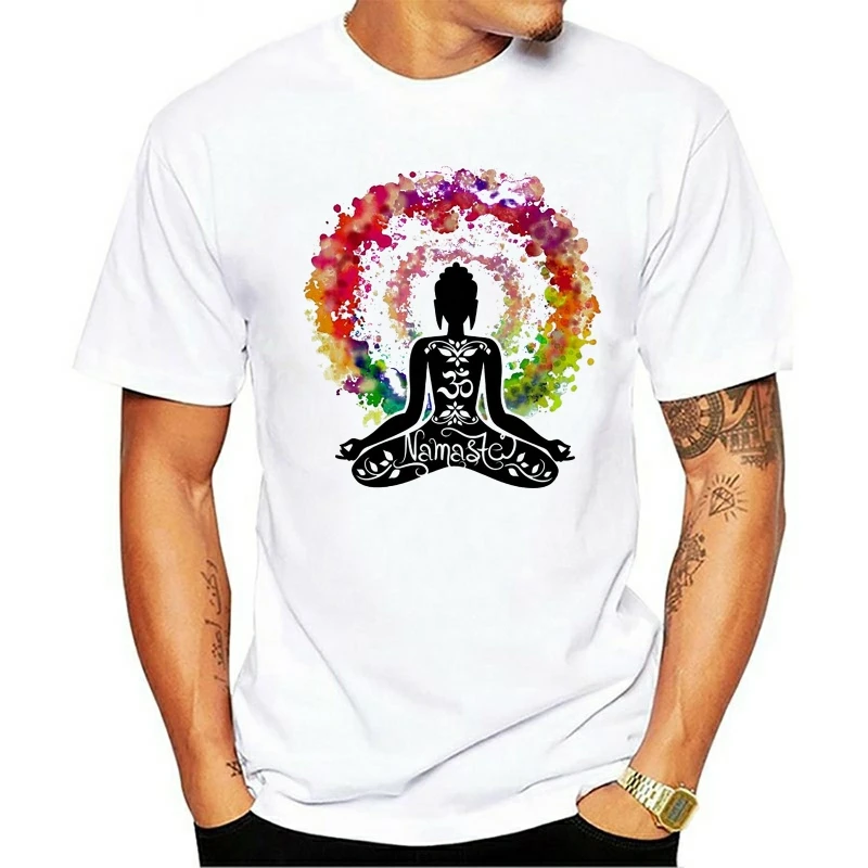 Camiseta 2021 t-majica bombaž masculina buda čakro om namaste design colorido Recente novo estilo