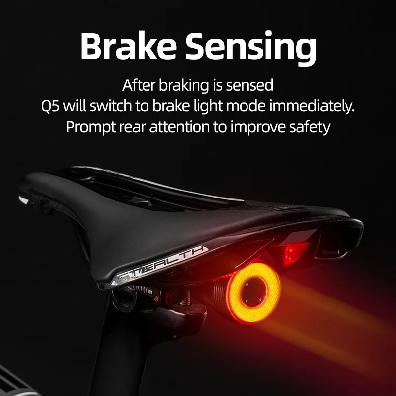 ROCKBROS Izposoja Smart Auto Zavora za Zaznavanje Svetlobe IPx6 vodoodporna LED Polnjenje Kolesarska Luč Kolo Zadnje Luči Opreme Q5