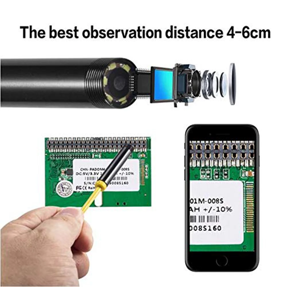 Endoskop Fotoaparat 1200P 8 mm 1M 2M 5M Semi-Rigid USB-Endoskop Tip C Borescope Pregledovalna Kamera za Pametni telefon Android, Windows