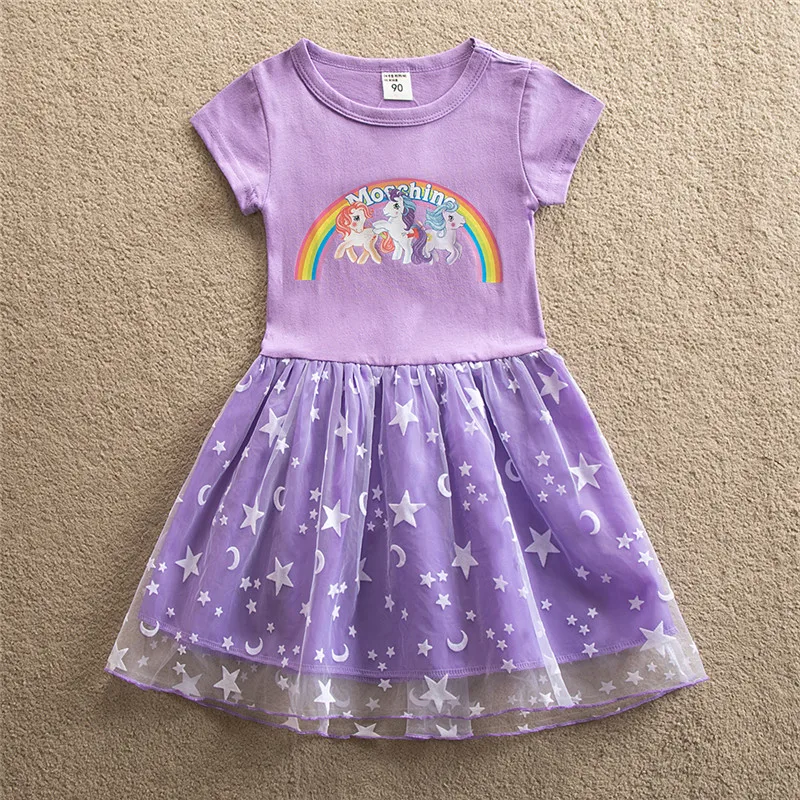 Sma zastav Princesa Tutu Stranka Obleko Lepe Mavrične Otroke Poletnih Oblačil Samorog Baby Dekleta Obleke