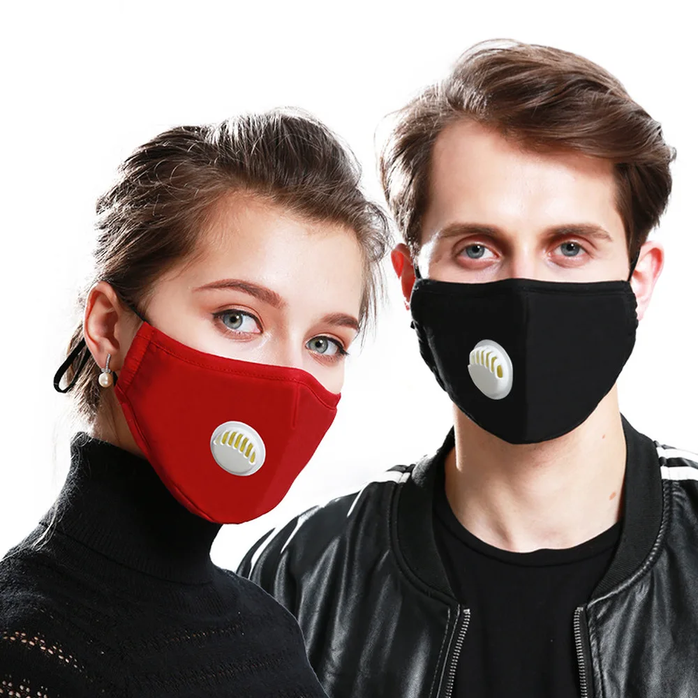 Moda Bombaž Diha Ventil Usta Masko PM2.5 Masko oglje Filtrom Respirator Usta-žarilna Usta Masko za Ženske, Moške
