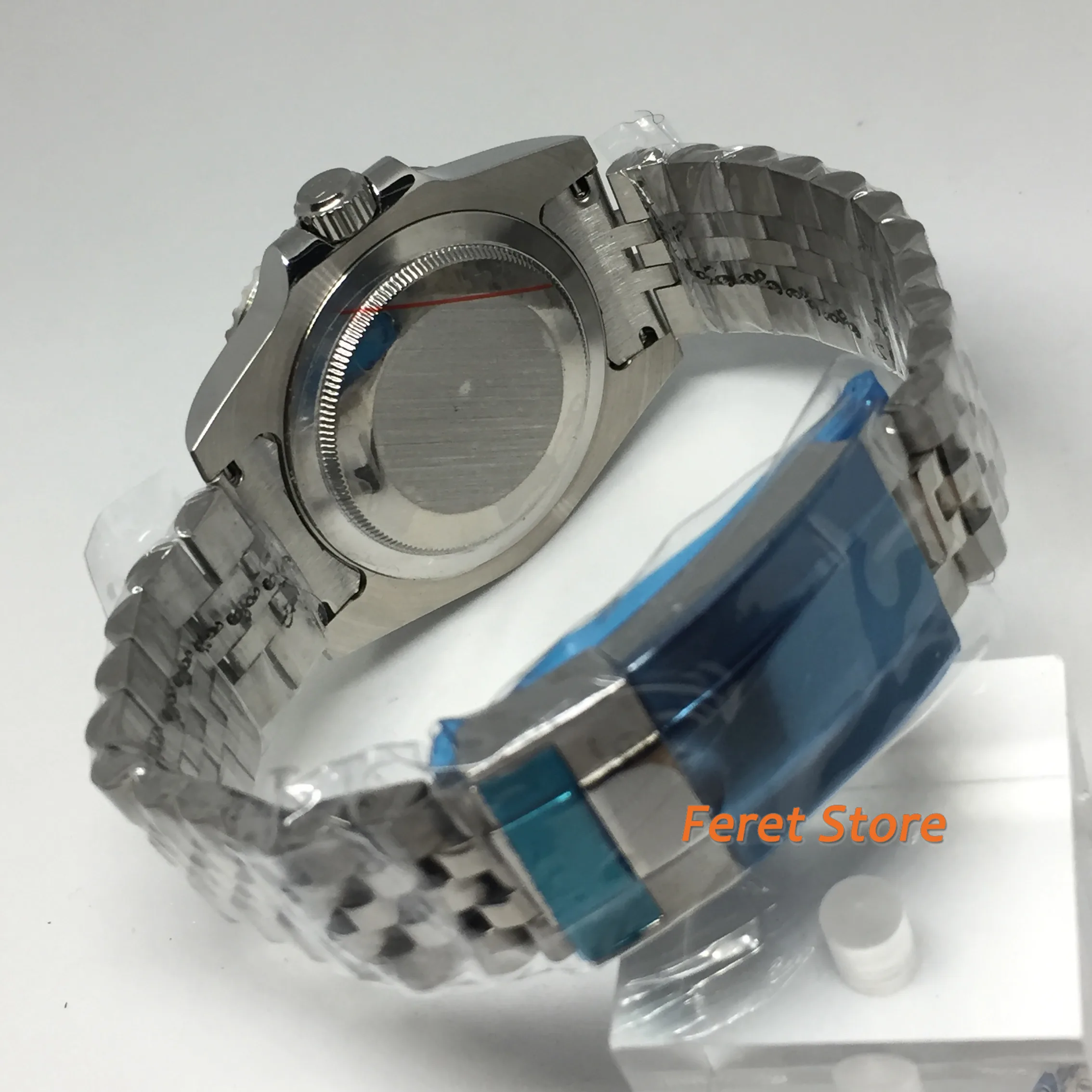 Bliger 40 mm, iz nerjavnega jekla, srebrne primeru vrh mens watch safir, stekla oranžne GMT keramične plošče Svetlobna samodejni watch