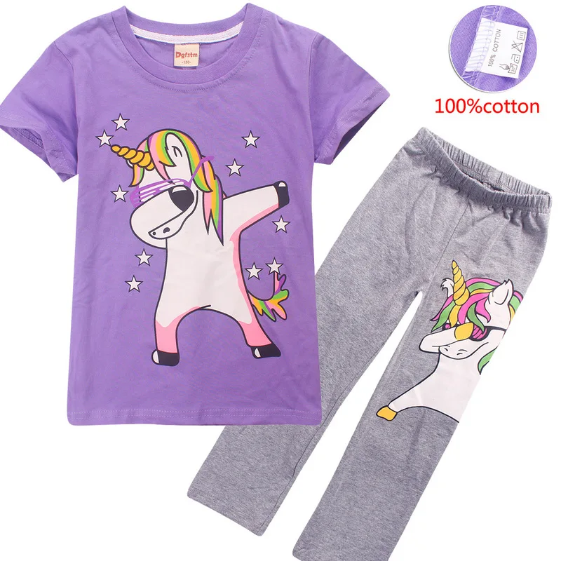 Otroci Samorog Harajuku Dabbing Pižamo za Dekleta Otrok Poletnih Oblačil Sleepwear Jojo Siwa Pijamas Unicornio Pižame pijamas