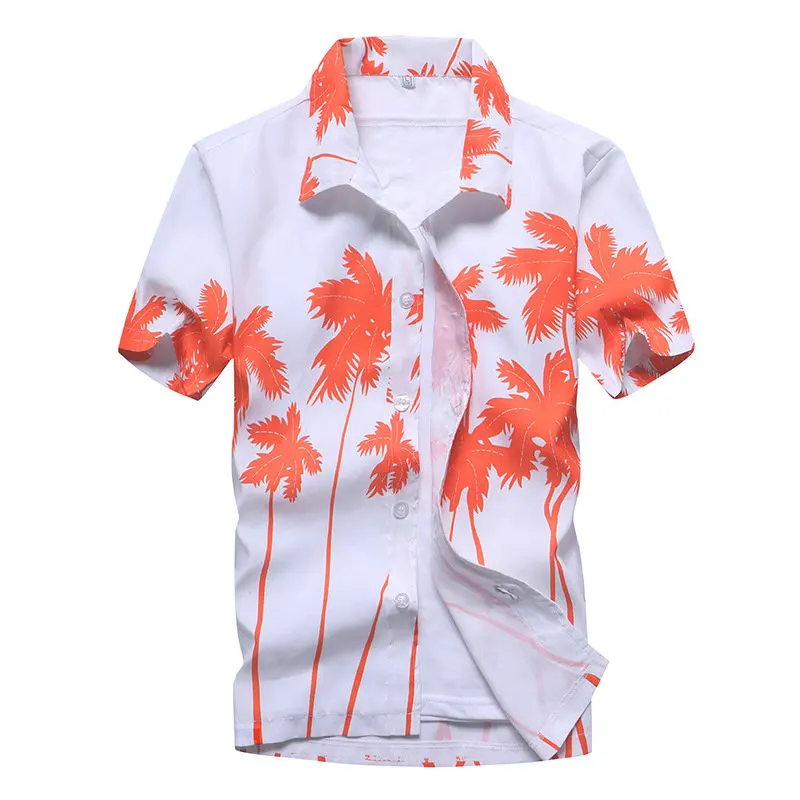 Moške Poletne Havajske Srajce Kokosovo drevo tiskanja Plaži Majice Kratek Rokav Dihanje camisa masculina Plus Velikost 5XL Havajih Majice