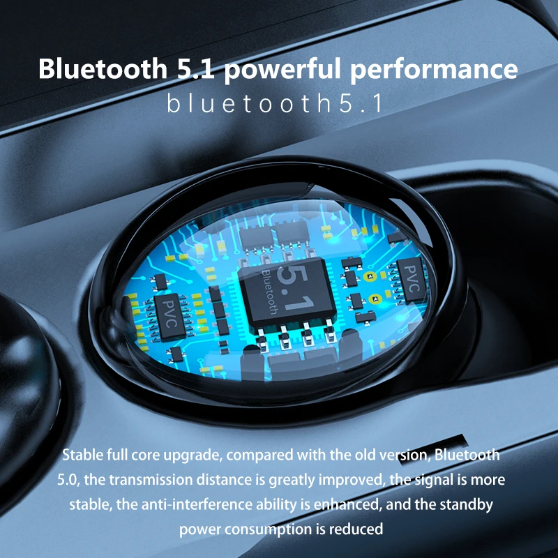 TWS Bluetooth V5.1 Slušalke 9D Stereo Šport Brezžične Slušalke Dotik kontrolna lučka LED Nepremočljiva Čepkov Slušalke z Mikrofonom