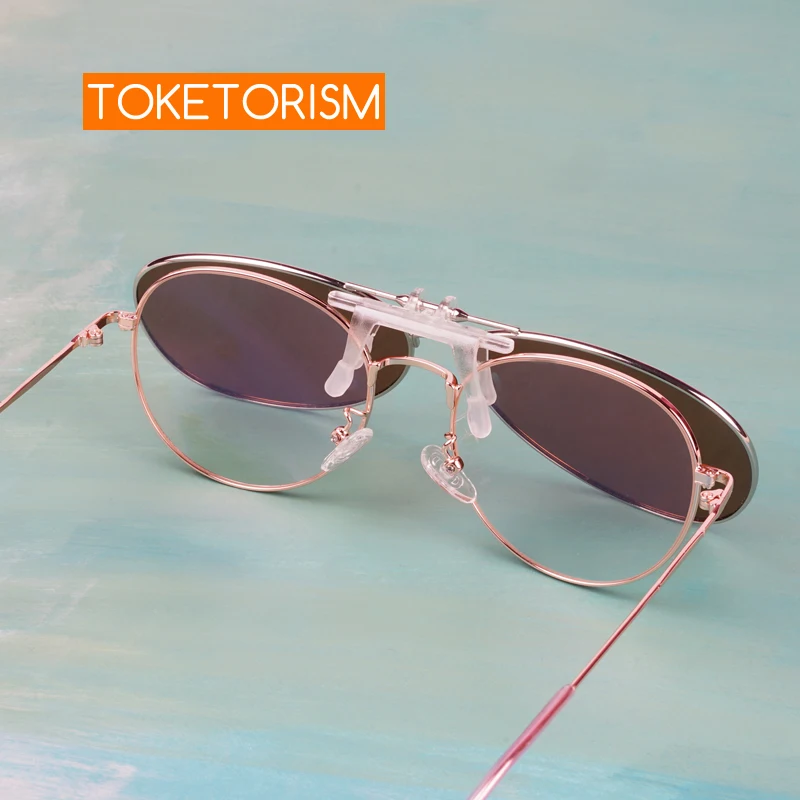 Toketorism Pilot style ženska človek UV zaščito flip-up polarizirana sončna očala posnetek na očala