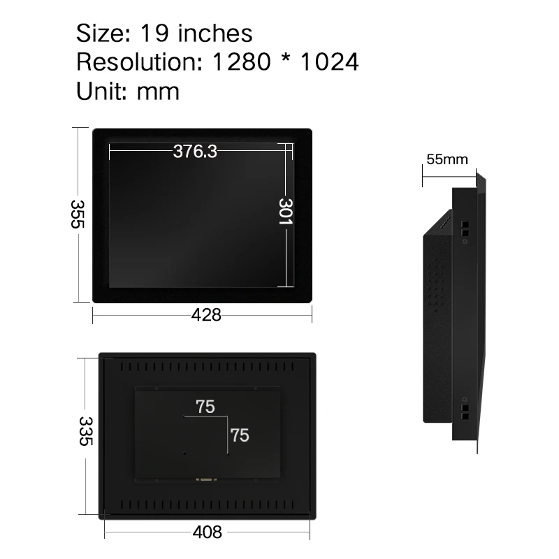 19 Palčni LCD-Monitor za Tablični HDMI VGA DVI USB Zaslon Namizja za Odpornost na Dotik Zaslon 1280*1024 Pritrdilne Zaponke
