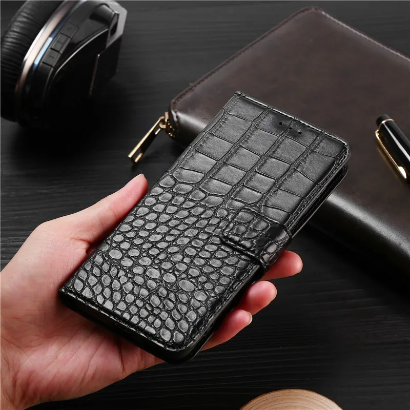 Luksuzni Flip Primeru za Samsung Galaxy A6 2018 A600 Kritje Krokodil Tekstura Usnja Oblikovanje Knjige Telefon Coque Capa S Traku Imetniki