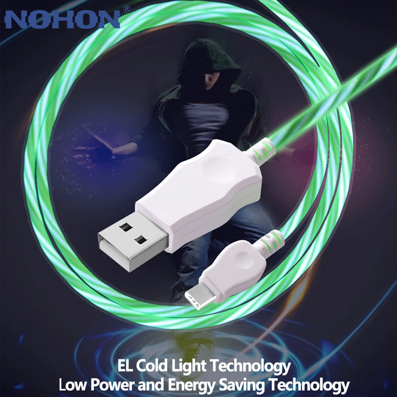 NOHON Tip C LED Bliskavica, USB Kabel, Hitro Polnjenje Za Xiaomi Mi 4C Mi5 4s OnePlus 2 Nexus 5 5X 6P Android Telefon Tip-C Žice