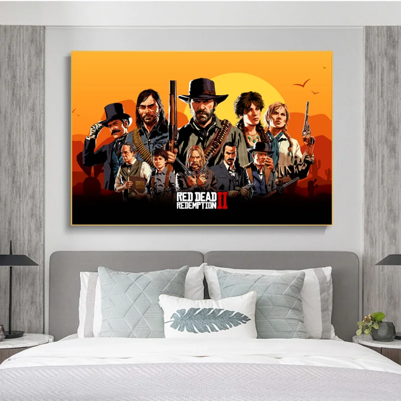 Filmski Plakati Red Dead Redemption 2 Olje na Platno, Slike, Plakate in grafike Wall Art Fotografije, za Domači Dnevni Sobi Brez Okvirja