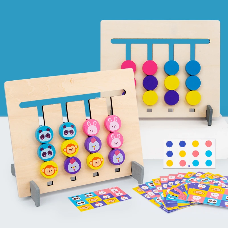 Montessori Igrača Barve in Živali Dvojno Stranicami Ujemanje Igro Logičnega Sklepanja Usposabljanje Otroci Izobraževalne Igrače za Otroke, Lesene Igrače