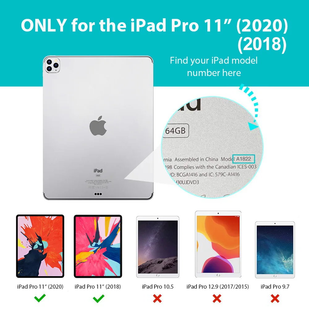 Ohišje za iPad Pro 11 2. Generacije A2228 Primeru Multi-Krat PU Usnje Smart Cover Ohišje za iPad Pro 11