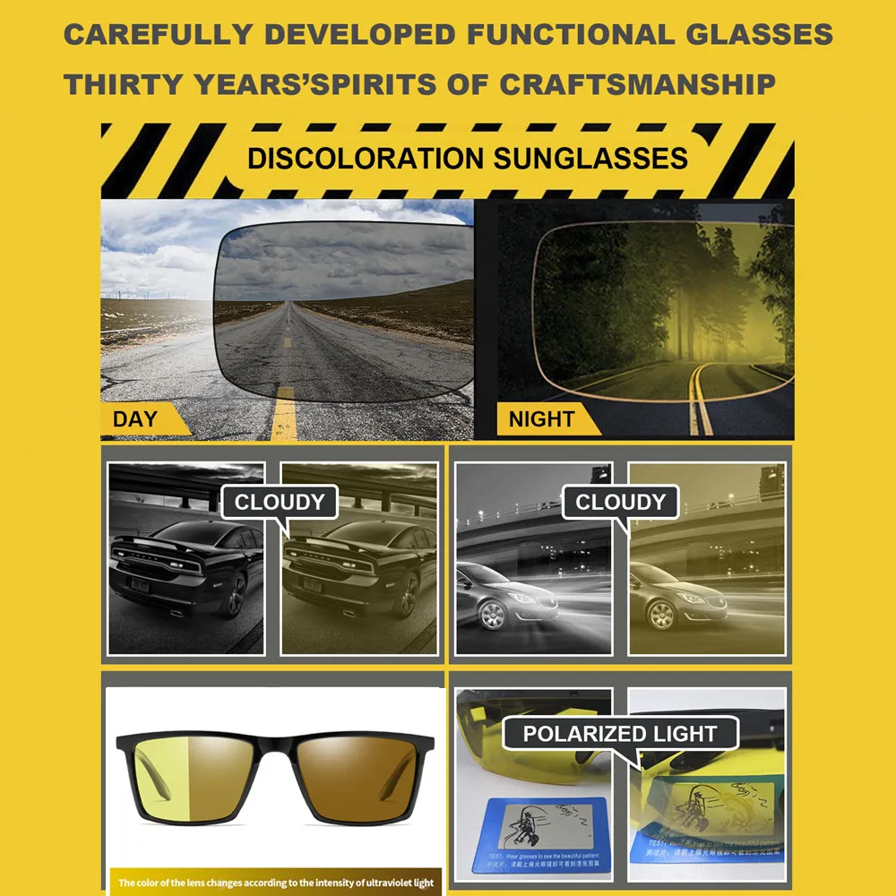 Moški Nočno Vizijo Očala Polarizirana Vizijo Nocturna Ženske Anti-Glare Objektiv Rumena Sončna Očala Vožnje Nočno Vizijo Očala Za Avto