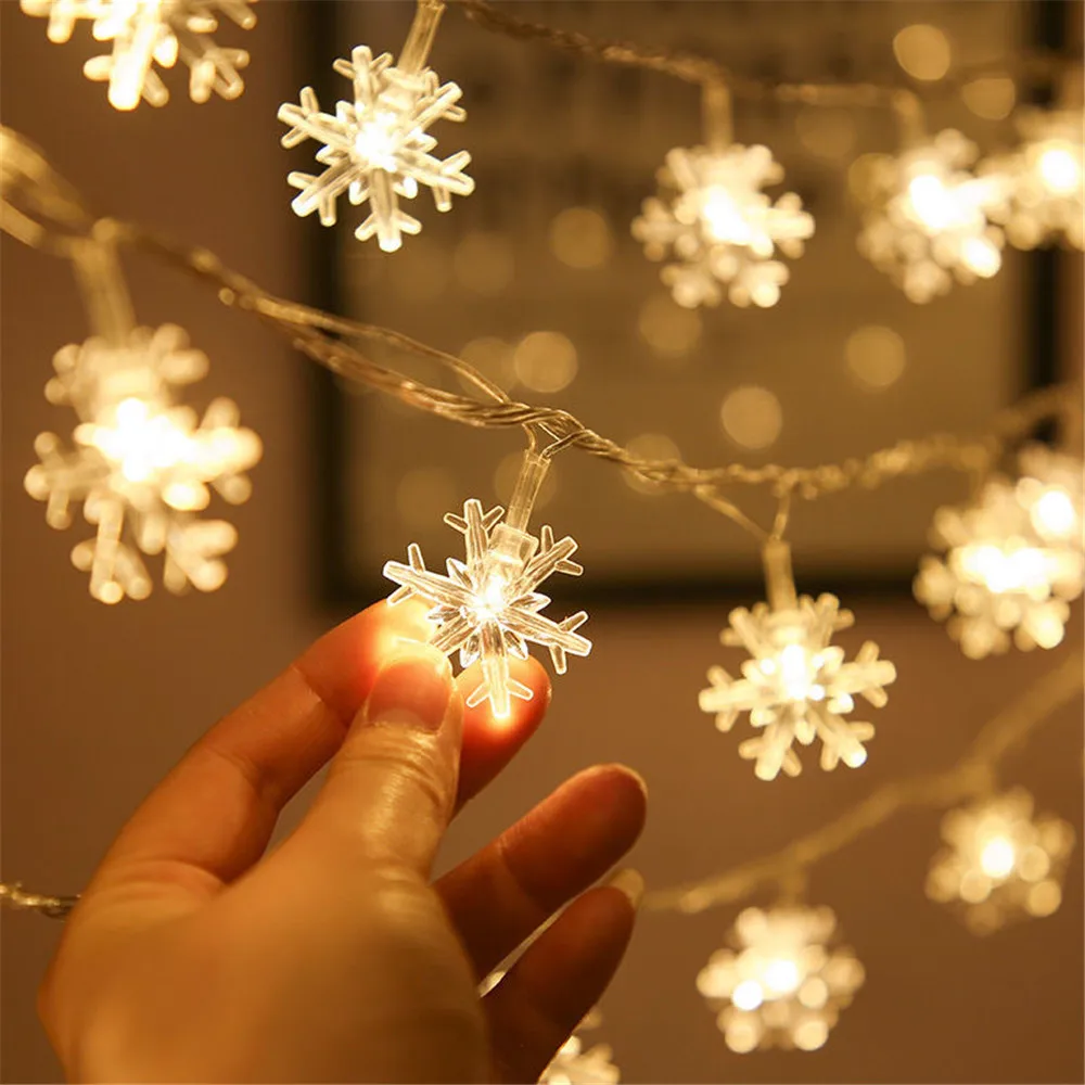 3M 6M 10M LED Snežinke Niz luči Božič Lučka Garland Počitnice Pravljice Luči Viseči Okraski Božič Stranka Doma Dekor