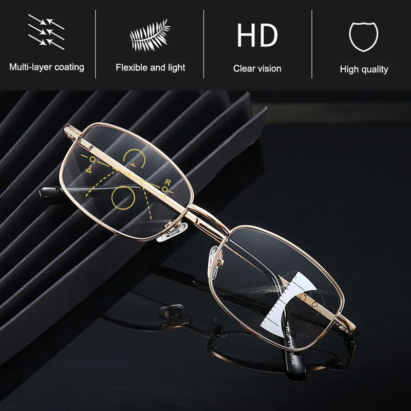 Zilead Anti-modra Svetloba Progresivna Multifokalna Obravnavi Očala Zlitine Okvir Ženske&Moških Presbyopic Očala Z +1.0+4.0