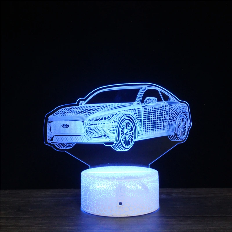 3D LED Noč Luči Sedan Avto AE86 Risanka 7 se Spremeni barva Projektor Baby Spanja namizne Svetilke Doma Dekor Počitnice Otroci Darilo za Rojstni dan