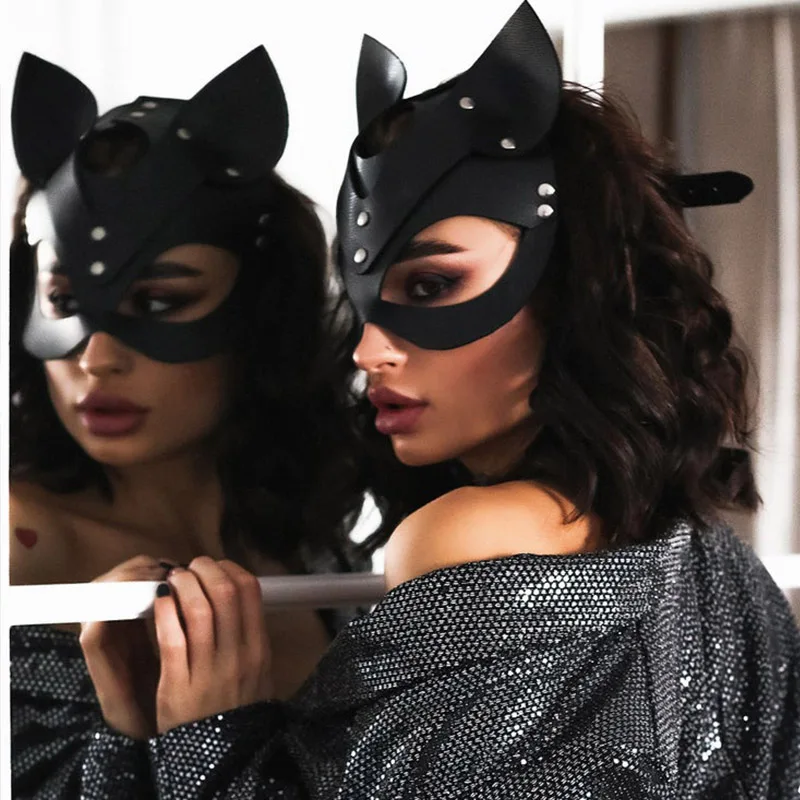 Usnjeno Masko Za Obraz Ženske Erotične In Spola Igrače, Nekaj Ženskih Cosplay Catwoman Odraslih BDSM Igro Maškarada Stranka Maske