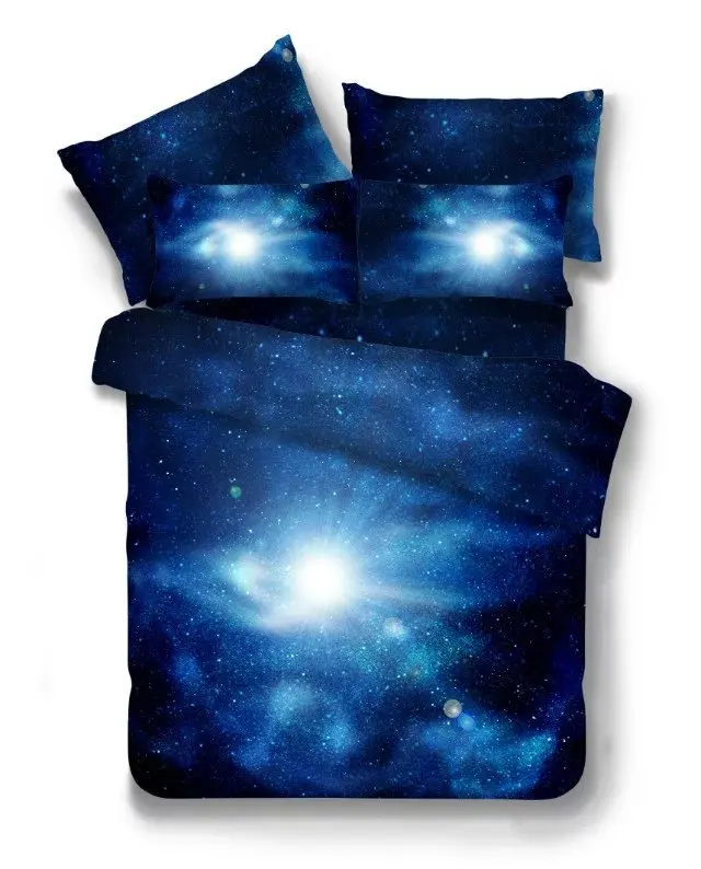Nova 3D Tiskanja Galaxy Vesolje Posteljnina Nabor Teen Boy Blue Zvezdnato Nebo Zadrgo Rjuhe Kritje kraljica Pillowcases Posteljnina Nabor odeja pokrov