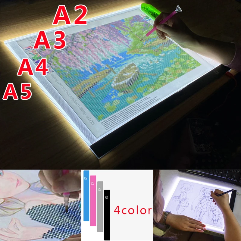 Elice A2 A3 A4 A5, ultra tanek LED Risanje Digitalne Grafike Pad USB LED Lučka tipke za risanje tablet, Elektronskih Umetnosti, Slikarstvo