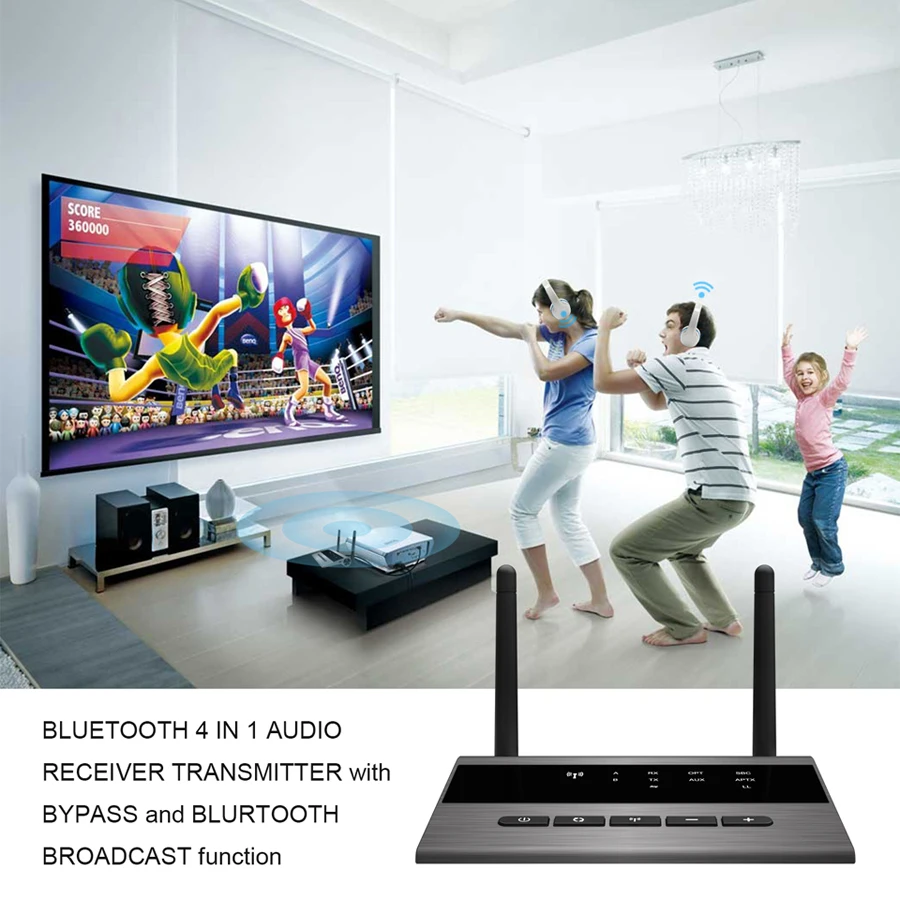262ft/80 Dolge razdalje Bluetooth 5.0 Broadcast avdio Glasbe Oddajnik Sprejemnik 4 v 1 wireless Audio Adapter Nizke Latence aptX HD