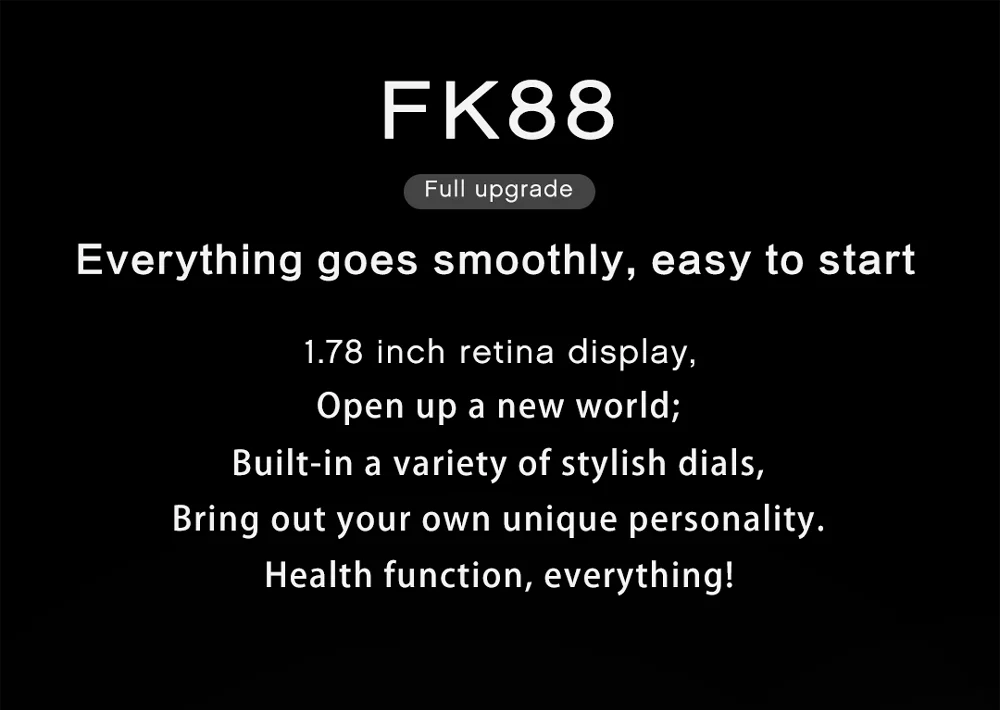 Smartwatch FK88 Pametno Gledati 1.78 palčni Full Zaslon Bluetooth Klic Serije 6 Ure Srčnega utripa Tracker PK IWO13 HW12 W26 W46 X6 X7