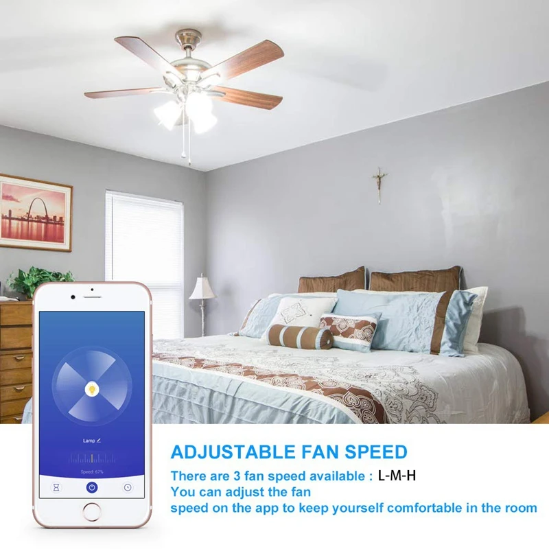 WiFi Smart Stropni Ventilator Svetlobe Stensko Stikalo,Smart Life/Tuya APP Remote Različnih Nadzor Hitrosti, ki je Združljiv z Alexa in Google Doma