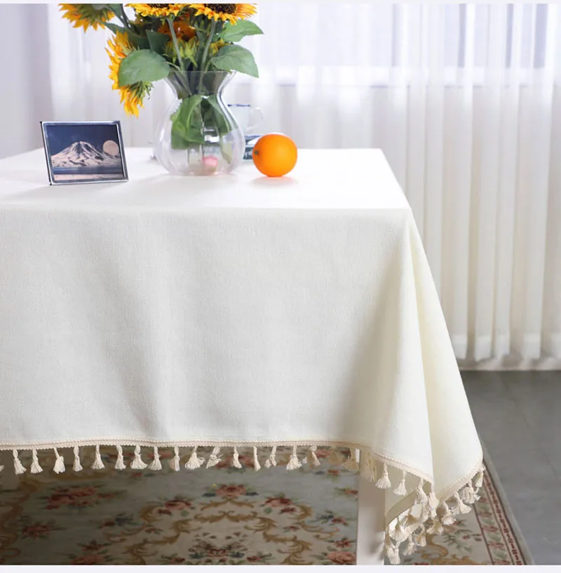 Barva prtom bombaž in lan preprost tassel kvadratnih kava miza jedilno mizo doma sveže vrt prtom dekoracijo