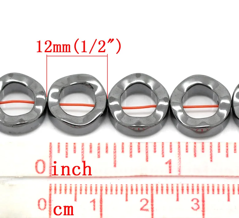 DoreenBeads Gunmetal Ustvarili Hematit Krog/ Ring Svoboden Kroglice 12 mm(1/2