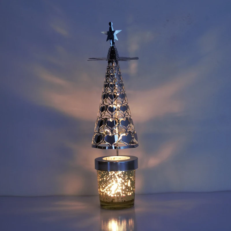 Božično Razpoloženje Toplote-Powered Predenje Candleholder Kovinski Obračanje Luči za Dom, Božič, Novo Leto Svečnik Božič Dekor