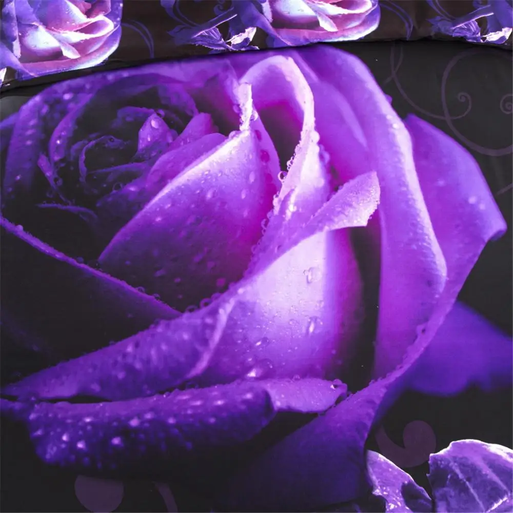 30 purple Rose luksuzni Posteljnina Določa cvet Posteljno Perilo Določa Spalnica doma Hotel Odeja Rjuhe Kritje odraslih bedclothes kraljica kralj Velikost