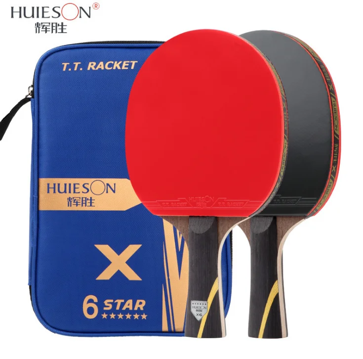 Huieson Nadgrajeno 6 Star Ogljikovih Namizni Tenis Lopar Nastavite ProfessionalPowerful Ping Pong Veslo Bat z Dobro Nadzor