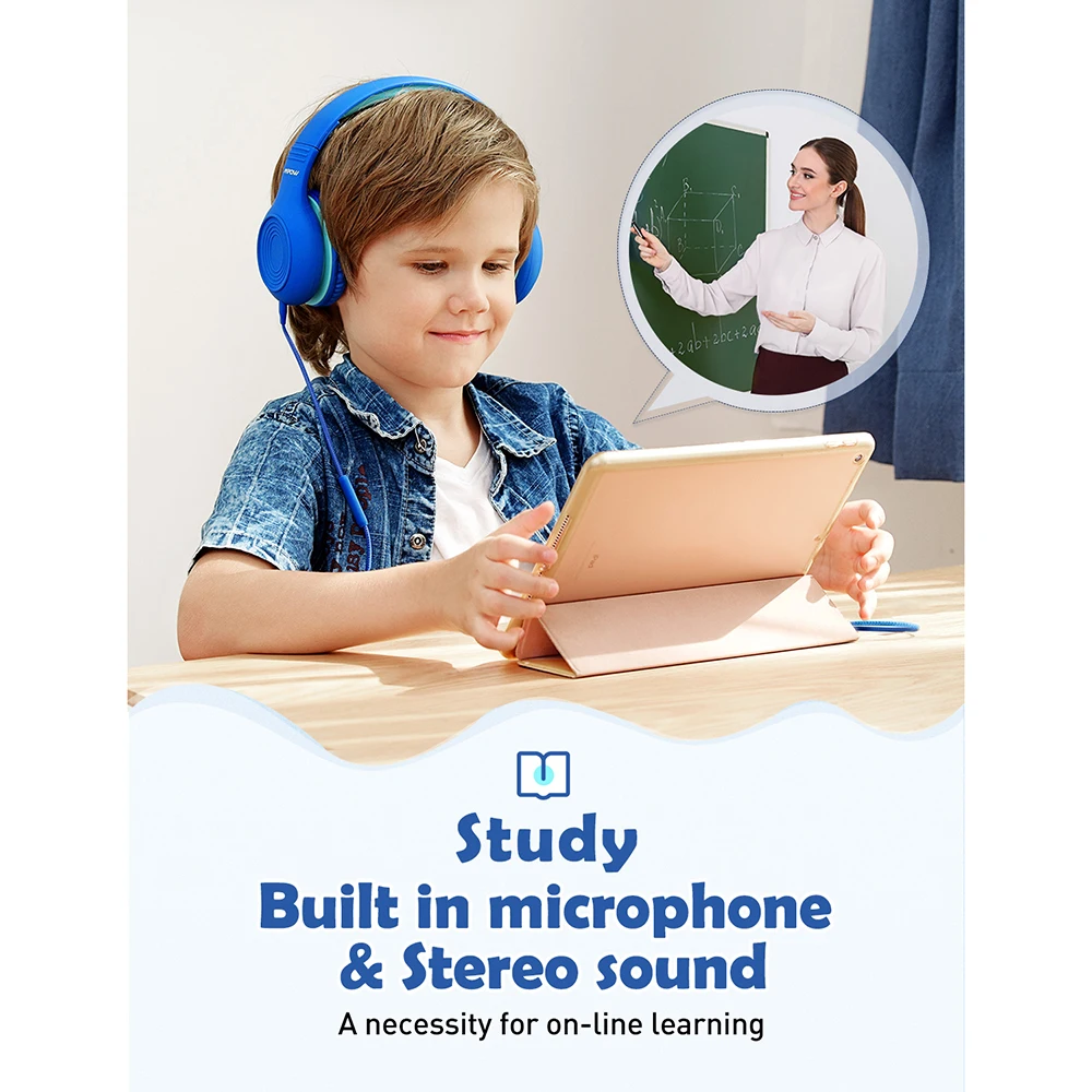 Mpow CH6S Žične Slušalke Za Otroke Z Mikrofonom Max 85dB Hrana Razred Materiala Skozi Uho Otroci Slušalke Za iPad, Kindle Telefoni